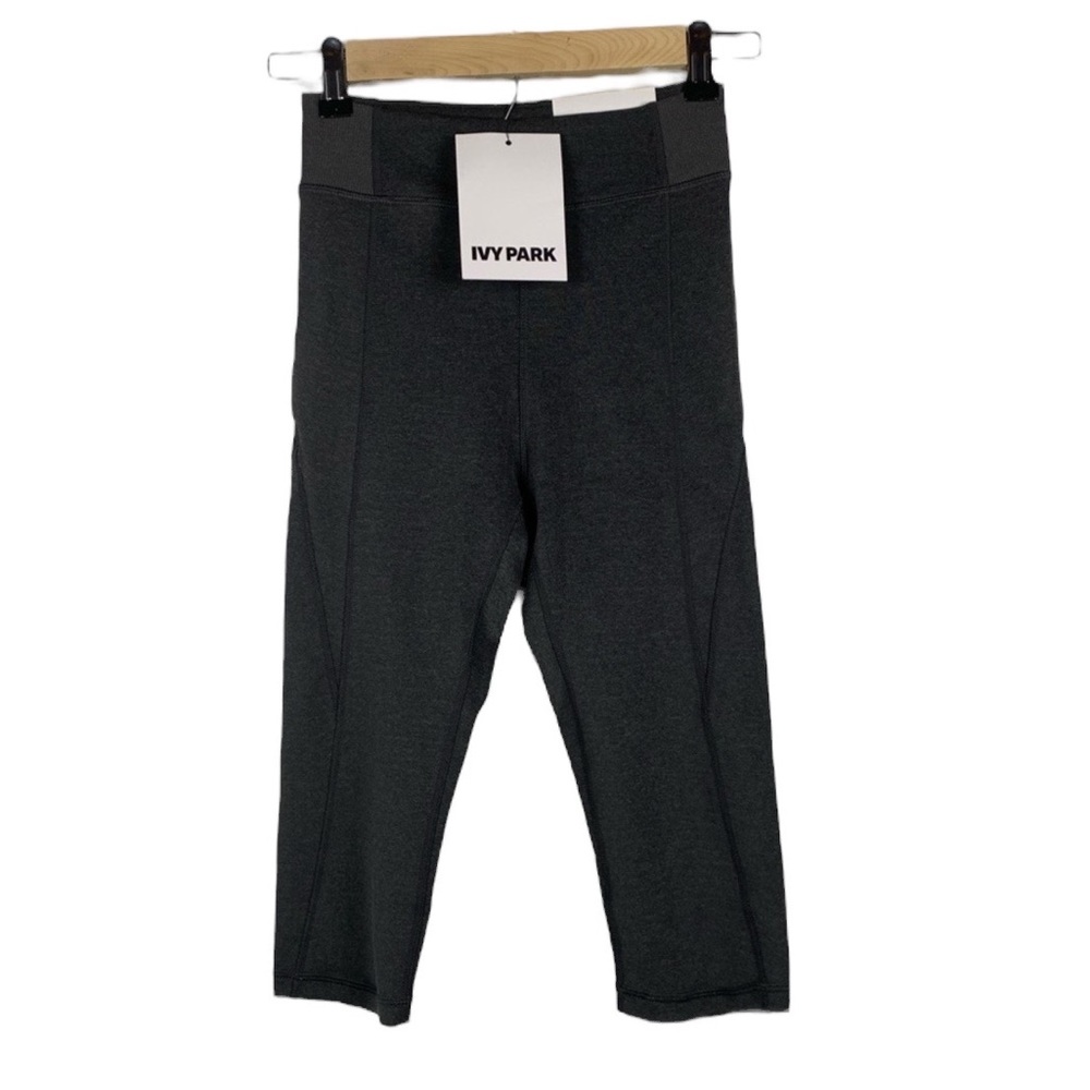 Ivy park cropped high rise sport leggings compression yoga gray Beyoncé XS NWT